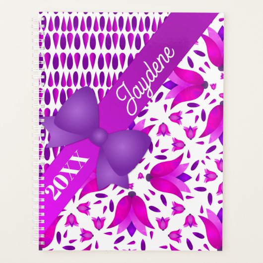 Filles Jolies Fleurs Roses Violettes Et Bow (Devant)