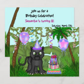 Filles Jungle Panther Invitation de fête d'anniver (Devant / Derrière)