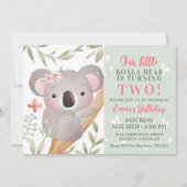 Filles Koala Invitation de fête d'anniversaire (Devant)