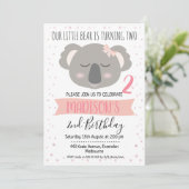 Filles Koala Ours Anniversaire Invitation (Debout devant)