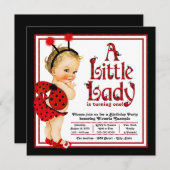 Filles Ladybug 1er Anniversaire Invitations (Devant / Derrière)