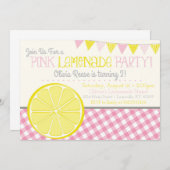 Filles Lemonade Rose Invitation de fête d'annivers (Devant / Derrière)