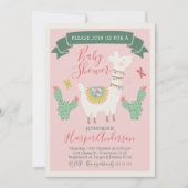 Filles Llama Et Cactus Baby shower Invitation (Devant)