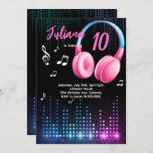 Filles Lumineuses Musicales Invitation d'anniversa (Devant / Derrière)