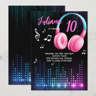 Filles Lumineuses Musicales Invitation d'anniversa