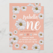 Filles marguerite première invitation anniversaire (Devant / Derrière)