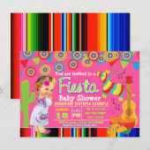 Filles Mexicaine Fiesta Baby Shower Invitations (Devant / Derrière)