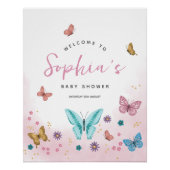 Filles mignonne Baby shower papillon rose Affiche  (Devant)