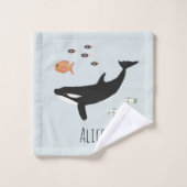 Filles mignonne Baleine océanique et Motif de mer  (Gant de toilette)