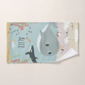 Filles mignonne Baleine océanique et Motif de mer  (Serviette à main)