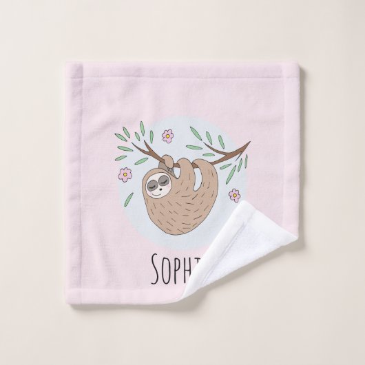 Filles mignonne couchant couchage Animal et nom En (Gant de toilette)