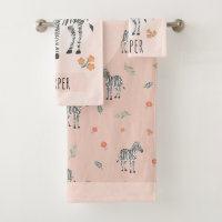 Filles Mignonne Jungle Safari Animaux Zèbre & Nom