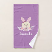 Filles mignonne lapin mauve Motif Monogramme lapin (Serviette à main)