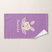Filles mignonne lapin mauve Motif Monogramme lapin (Serviette à main)