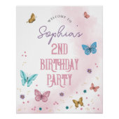 Filles mignonne papillon Affiche de bienvenue fête (Devant)