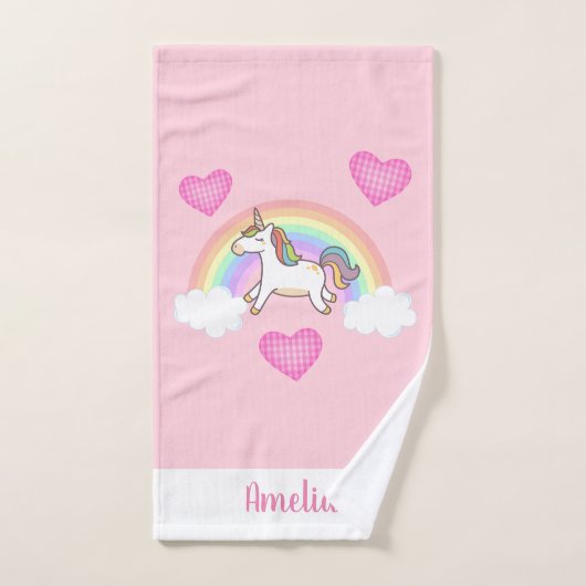 Filles mignonne rose Unicorne Motif Enfants (Serviette à main)