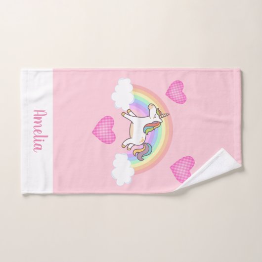 Filles mignonne rose Unicorne Motif Enfants (Serviette à main)