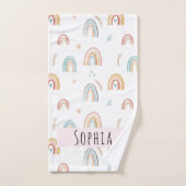 Filles mignonnes Boho Aquarelle Rainbows et Fleurs (Serviette à main)