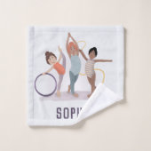 Filles mignonnes Gymnastique violette Monogramme E (Gant de toilette)