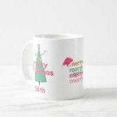 Filles mignonnes Joyeux Arbre de Noël Rose Mug (Devant gauche)