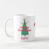 Filles mignonnes Joyeux Arbre de Noël Rose Mug (Gauche)