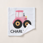 Filles mignonnes & moderne Pink Farm Tracteur Moti (Gant de toilette)