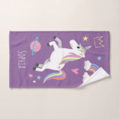 Filles mignonnes pourpre Unicorne Motif et nom Enf (Serviette à main)