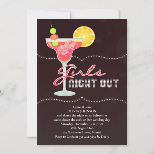 Filles Night Out bachelorette Fête Invitation (Devant)