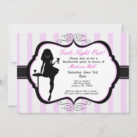 Filles Night Out Bachelorette Invitation (Devant)