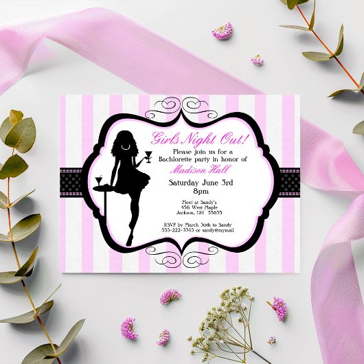 Filles Night Out Bachelorette Invitation