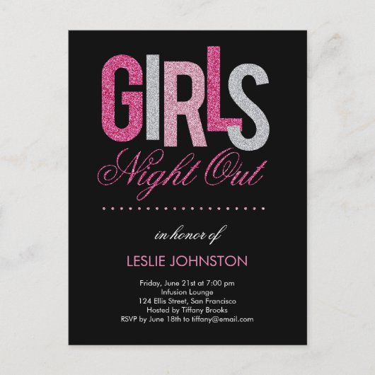 Filles Night Out Bachelorette Invitation (Devant)
