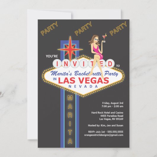 Filles Night Out Bachelorette Party Invitation (Devant)