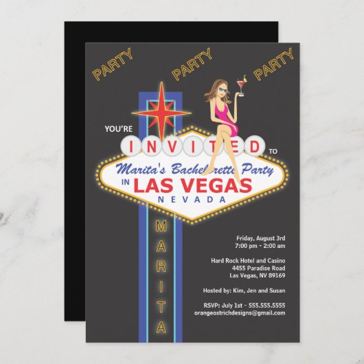 Filles Night Out Bachelorette Party Invitation (Devant / Derrière)