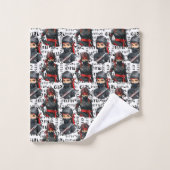 Filles Ninja Anime avec motif de texte Design (Gant de toilette)