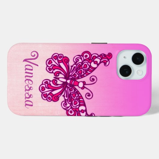 Filles nommées papillon rose violet iphone 5 coque (Verso (horizontal))