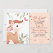 Filles Oh Deer Invitation de fête d'anniversaire (Devant)