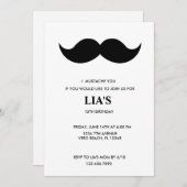 Filles ou garçons Moustache Invitation fête d'anni (Devant / Derrière)