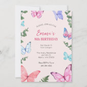 Filles papillon rose Invitation de fête d'annivers (Devant)