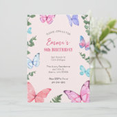 Filles papillon rose Invitation de fête d'annivers (Debout devant)