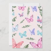 Filles papillon rose Invitation de fête d'annivers (Dos)
