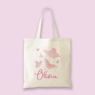 Filles Papillon rose Sac fourre-tout personnalisé