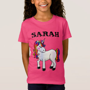 FILLES PERSONNALISÉES NOM UNICORN T-SHIRT ROSE