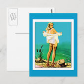 Filles Pin up d'Art de Carte Postale Impression Ré (Devant / Derrière)