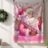 Filles Pink Père Noël Couverture de Noël Nom perso