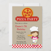 Filles Pizza fête Anniversaire Invitation (Devant)