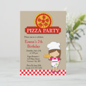 Filles Pizza fête Anniversaire Invitation (Debout devant)