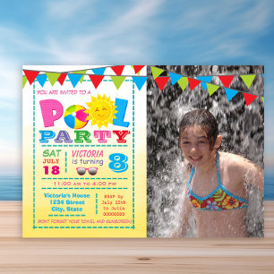 Filles Pool Invitations de fête d'anniversaire ave