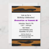 Filles Poster de animal Tiger Invitation Anniversa (Dos)