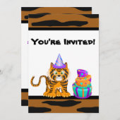 Filles Poster de animal Tiger Invitation Anniversa (Devant / Derrière)