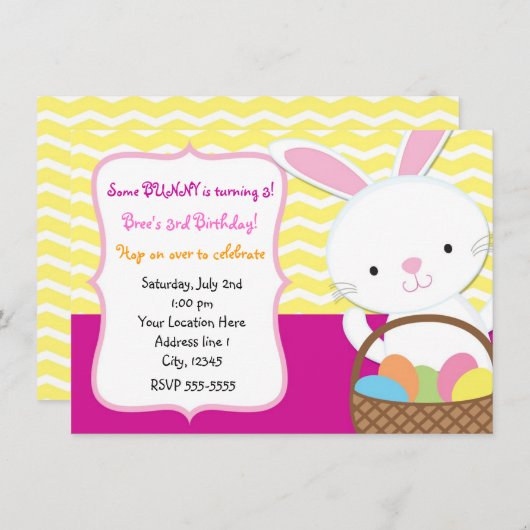Filles Printemps Lapin de Pâques Invitation lapin (Devant / Derrière)